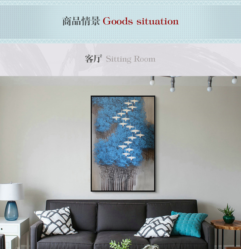 现代简约抽象画 客厅挂画卧室艺术装饰画 手绘油画  白雁过林