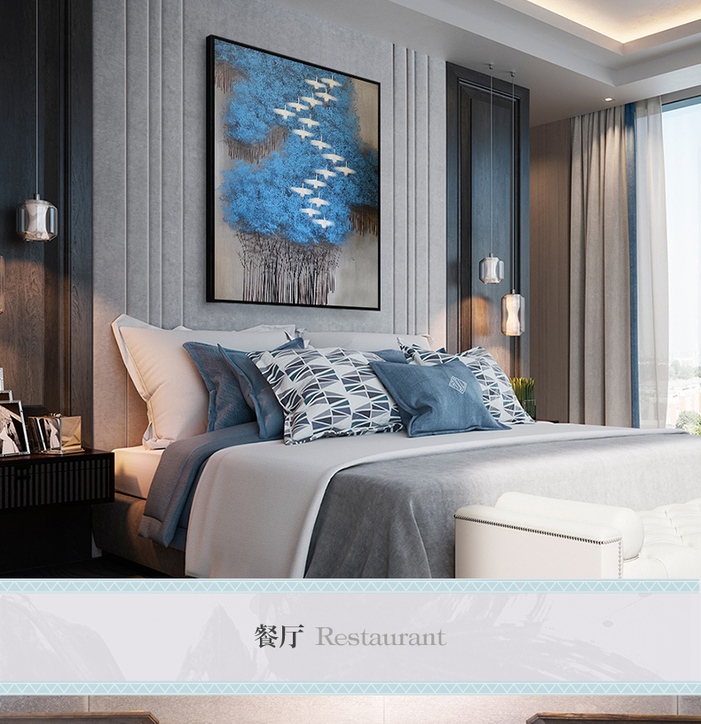 现代简约抽象画 客厅挂画卧室艺术装饰画 手绘油画  白雁过林