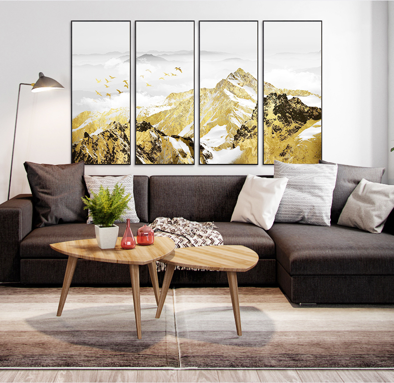 轻奢现代简约客厅装饰画 沙发背景墙组合挂画 四组合 微喷绘高清打印 山巅云海