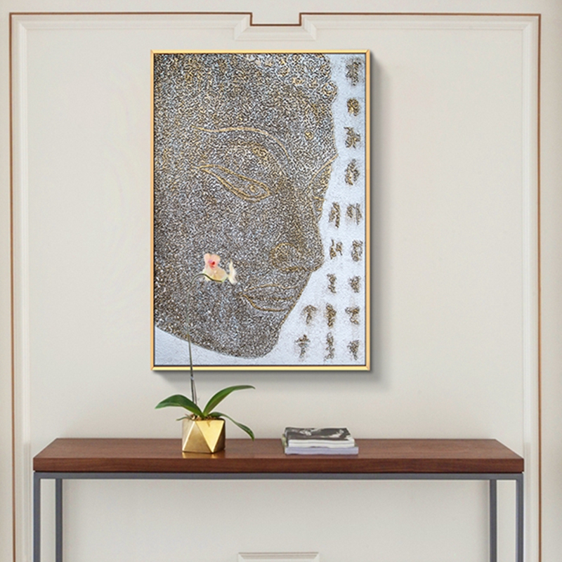 现代创意客厅装饰画 卧室原创手绘砂岩立体画 餐厅环保PS框挂画 侧脸